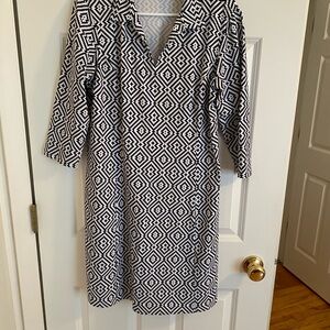 J. McLaughlin Black and White Diamond Pattern Dress